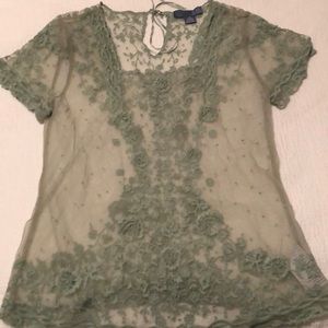 NWOT Green Lace Top from Anthropologie